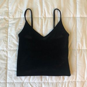 Black velvet crop tank top